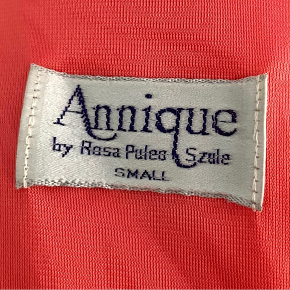 Vintage 70’s coral red orange lace flower slip gown dress & robe jacket set - Picture 15 of 16